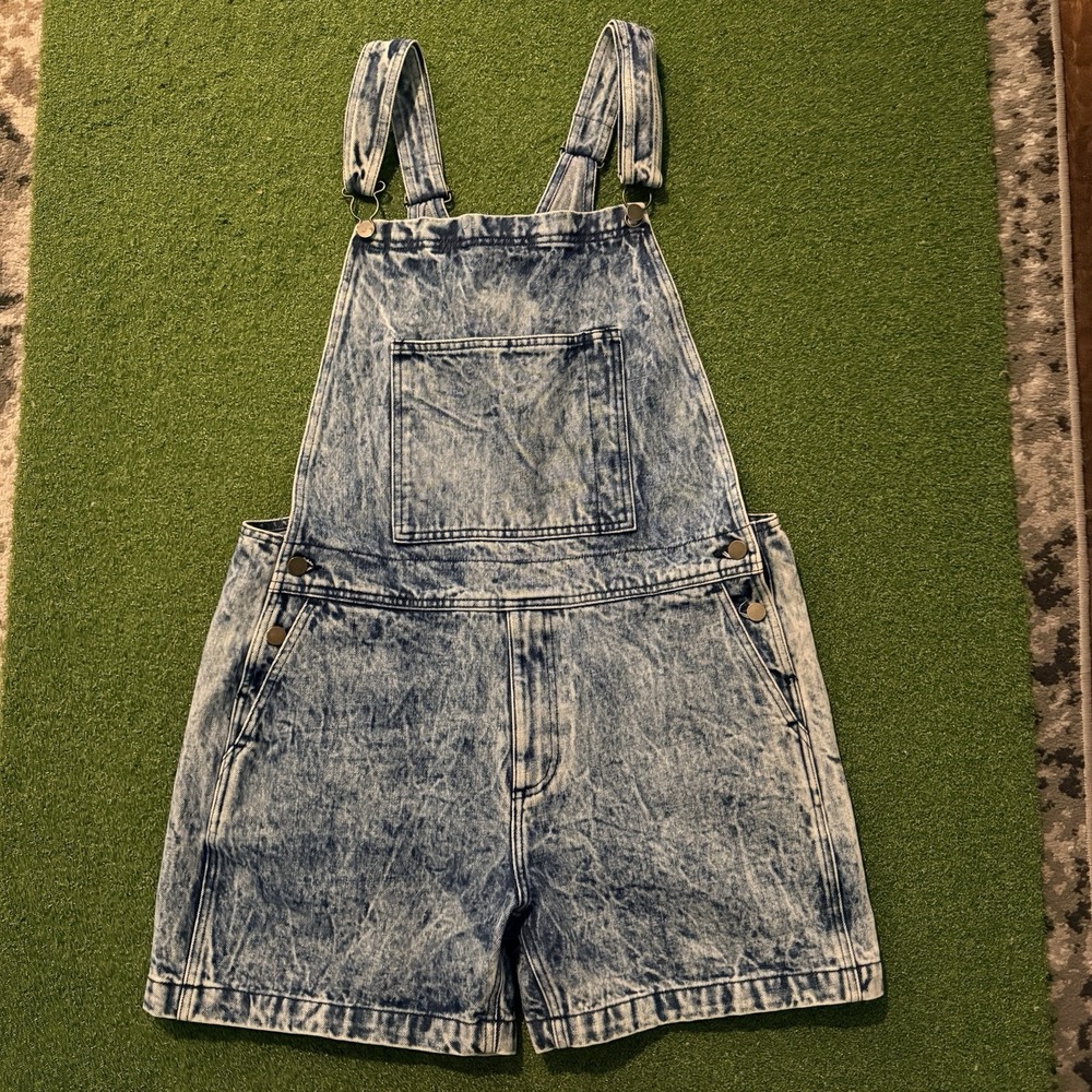 Chubbies Denim Short Overalls Mens L Acid Wash Jean Retro 90s Style Chubberalls